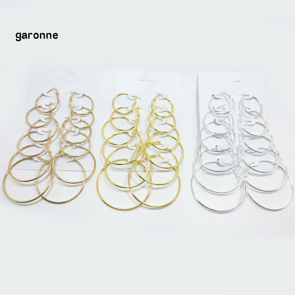 GA_6 Pairs Fashion Circle Hoop Dangle Earrings Women Celebrity Eardrop Jewelry Gift