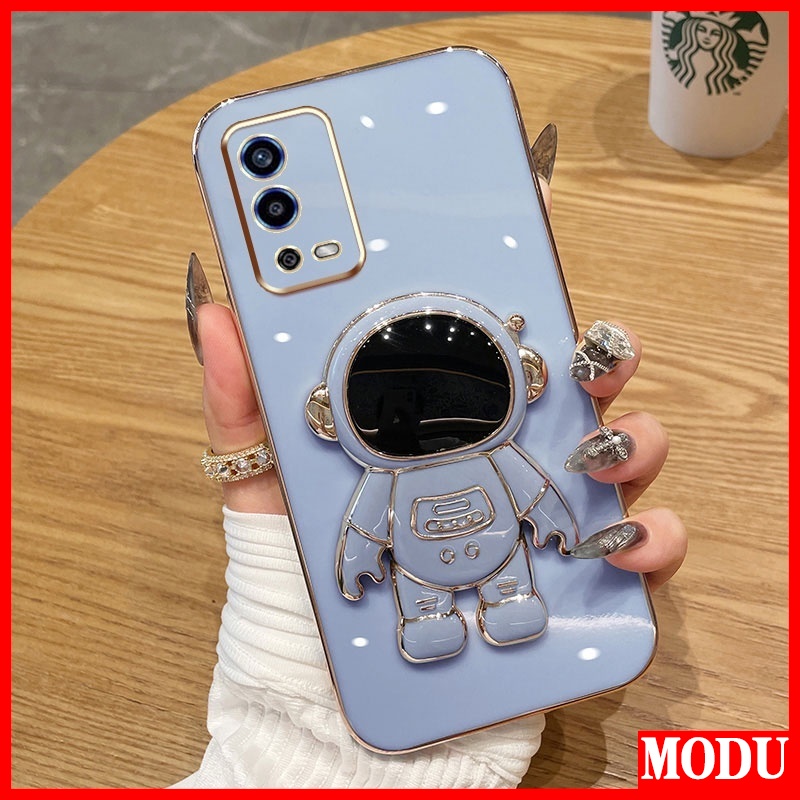 Ốp Điện Thoại Màu Macaron Có Giá Đỡ Mạ Điện Cao Cấp Cho OPPO A55 4G