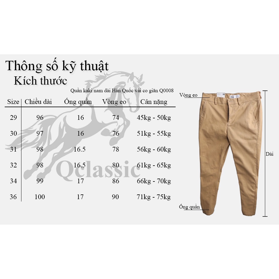 Quần kaki nam dài Hàn Quốc chất vải kaki bền đẹp, đem đến sự chỉnh tề, đơn giản thanh lịch cho người mặc Q0008