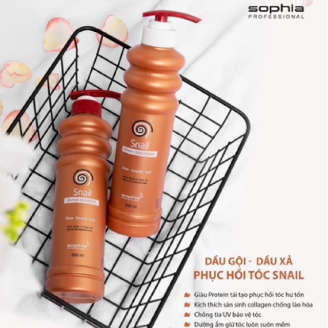 Cặp Dầu Gội Xả Sophia Ốc Sên 500ml - Snail Repair Shampoo