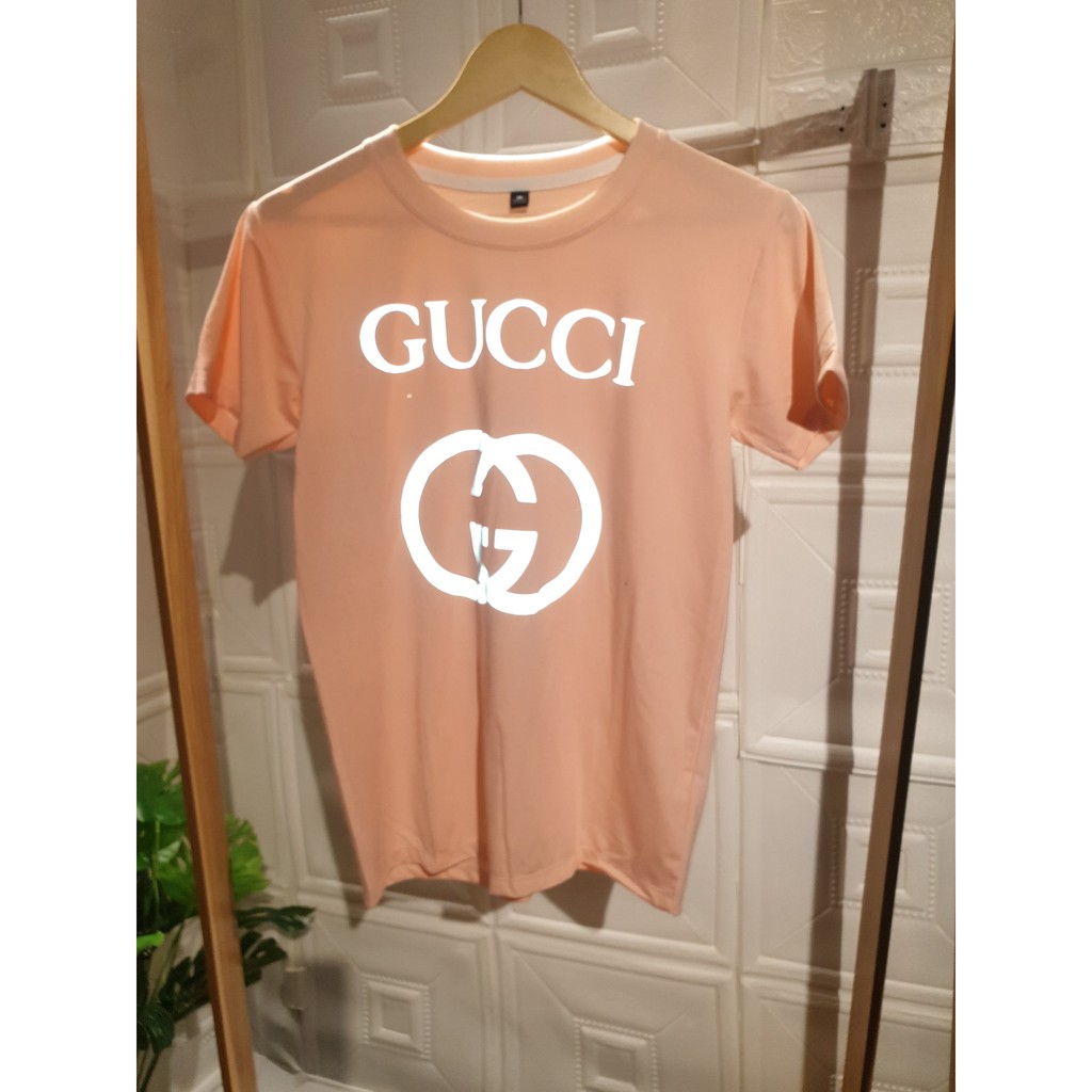 Áo Thun, Áo Thun In Hình Logo Gucci, In Decal Phản Quang Siêu Sáng, Nổi Bật