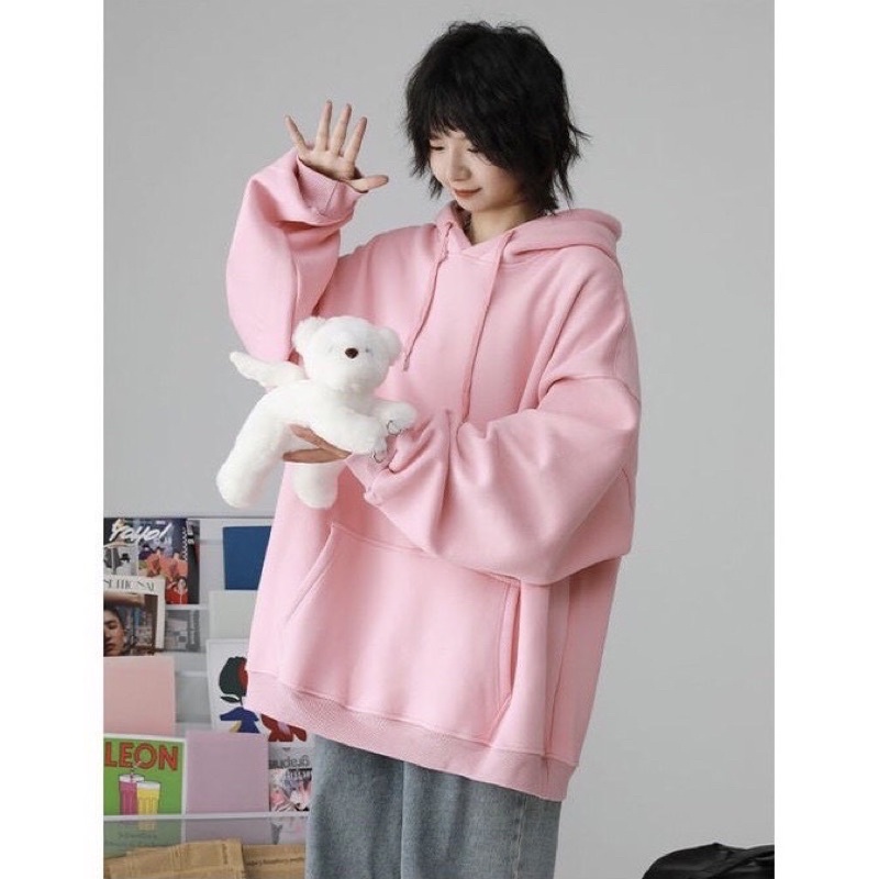 Áo Khoác Hoodie Trơn Dáng Rộng Form Unisex Nam Nữ