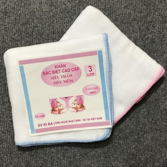 10 Chiếc khăn sữa Kiba xuất nhật 3 lớp cho bé