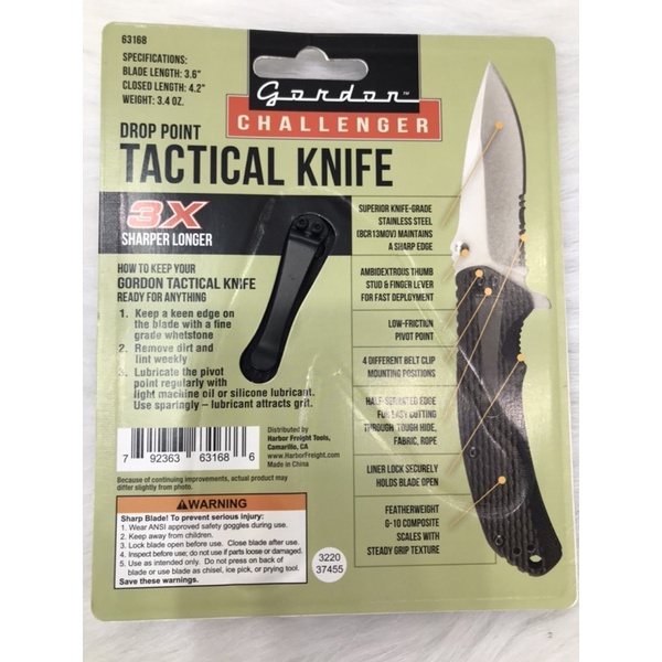 👉Dao bỏ túi Gordon Challenger - Drop Point EDC Pocket -Mỹ