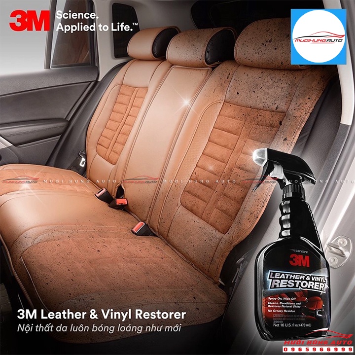 3M LEATHER & VINYL RESTORER 473ML, Dung Dịch Vệ Sinh Bảo Dưỡng Nội Thất Ô tô