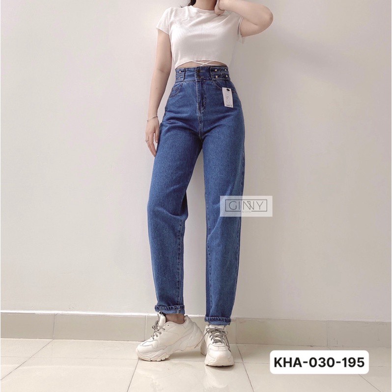 Quần Baggy Jean Nữ Hack Dáng KHA-030| Quần Jean Cạp Cao | Vải Jean Wash Xịn