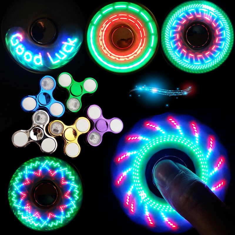 Con Quay Đồ Chơi Spinner Phát Sáng 20 kiểu Giúp Giảm Stress Con Quay Đèn LED Trong Suốt Màu Trắng Màu Xanh