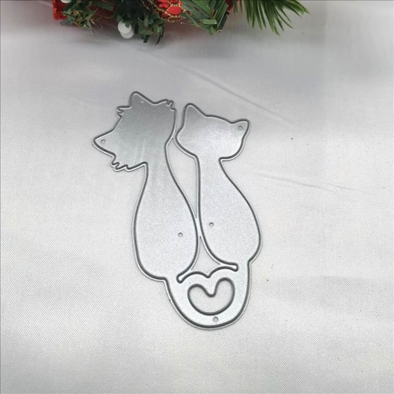 QQ Khuôn Cắt Giấy Kim Loại Họa Tiết Mèo Trái Tim Xinh Xắn
