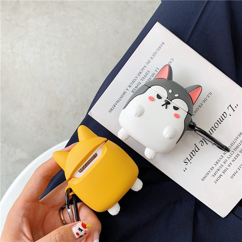 Vỏ hộp đựng tai nghe chất liệu silicon hình cún con 3D dễ thương cho AirPods 1 2
