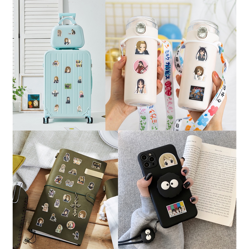 Y&P| Hình Dán Chống Nước K-ON! Nhật Bản Anime Mũ Bảo Hiểm Máy Tính Xách Tay Hành Lý Dán Thiết Lập, 50 tờ