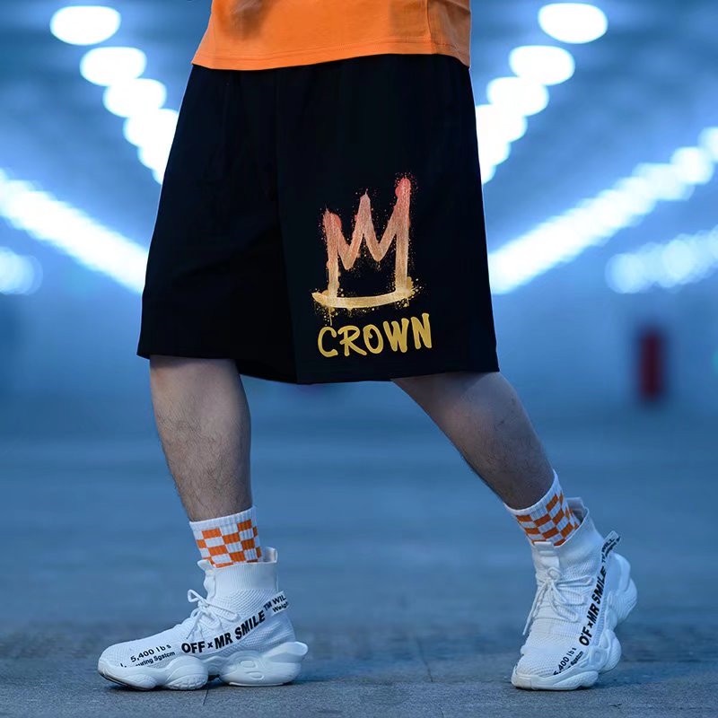 Quần Short Nam Dáng Rộng In Chữ Phong Cách Hip Hop Size M-8XL
