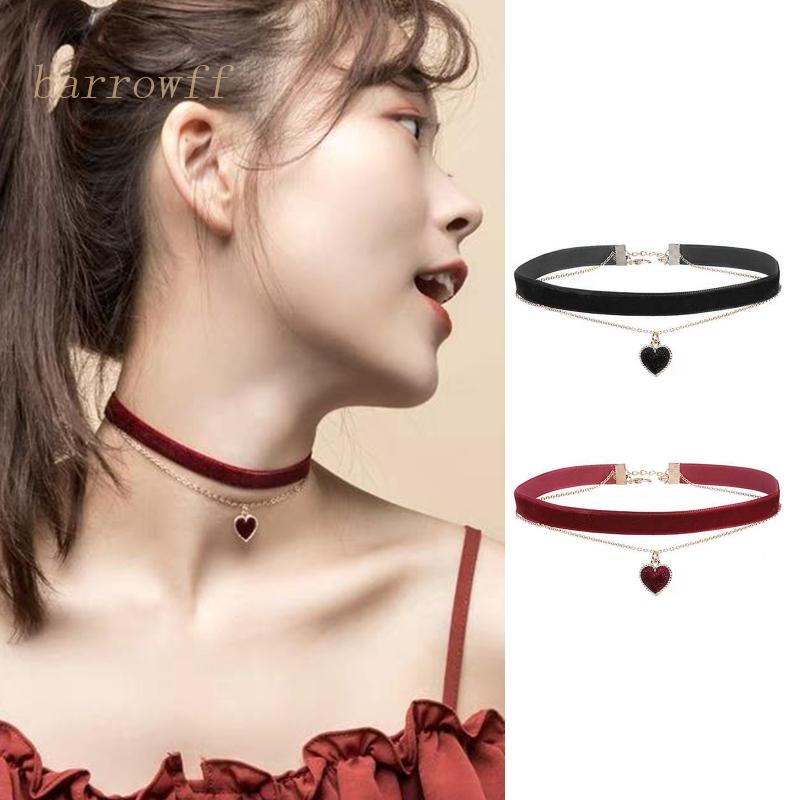 Vòng Cổ Choker Hai Lớp Mặt Trái Tim Thời Trang Dành Cho Nữ