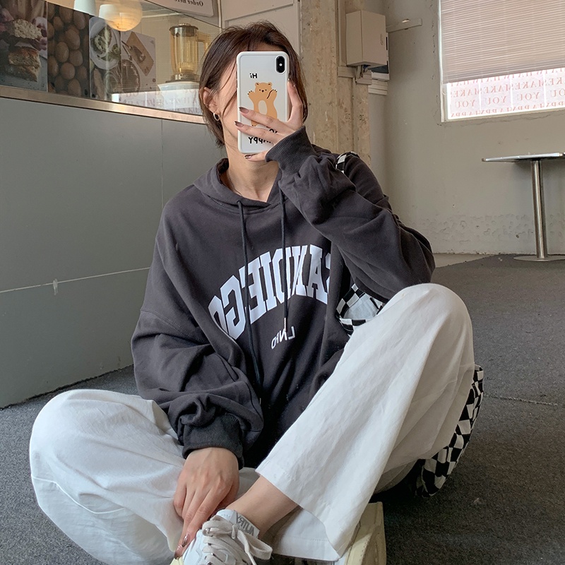 Áo hoodie SUXI nữ in chữ thời trang Hàn Quốc năng động