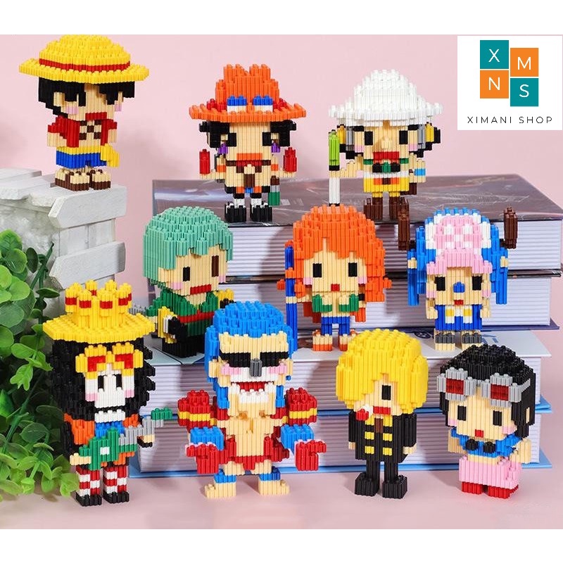 12 Mẫu Mô Hình Lắp Ráp Lego One Piece 3D Anime Nhân Vật Luffy Zoro Ace Sanji Nami Chopper Robin Brook Mini - Đảo Hải Tặc