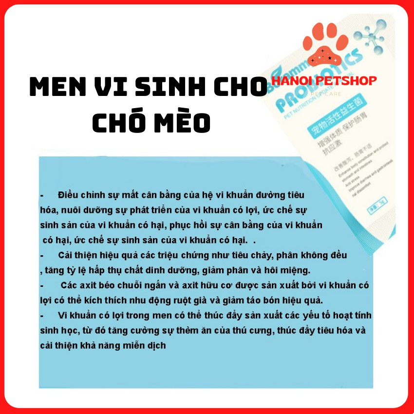 [HIỆU QUẢ 100%] Men Vi Sinh Cho Chó Mèo- Men Tiêu Hoá Ngăn Ngừa, Hỗ Trợ Đường Tiêu Hóa, Viêm Đường Ruột- Gói 5g