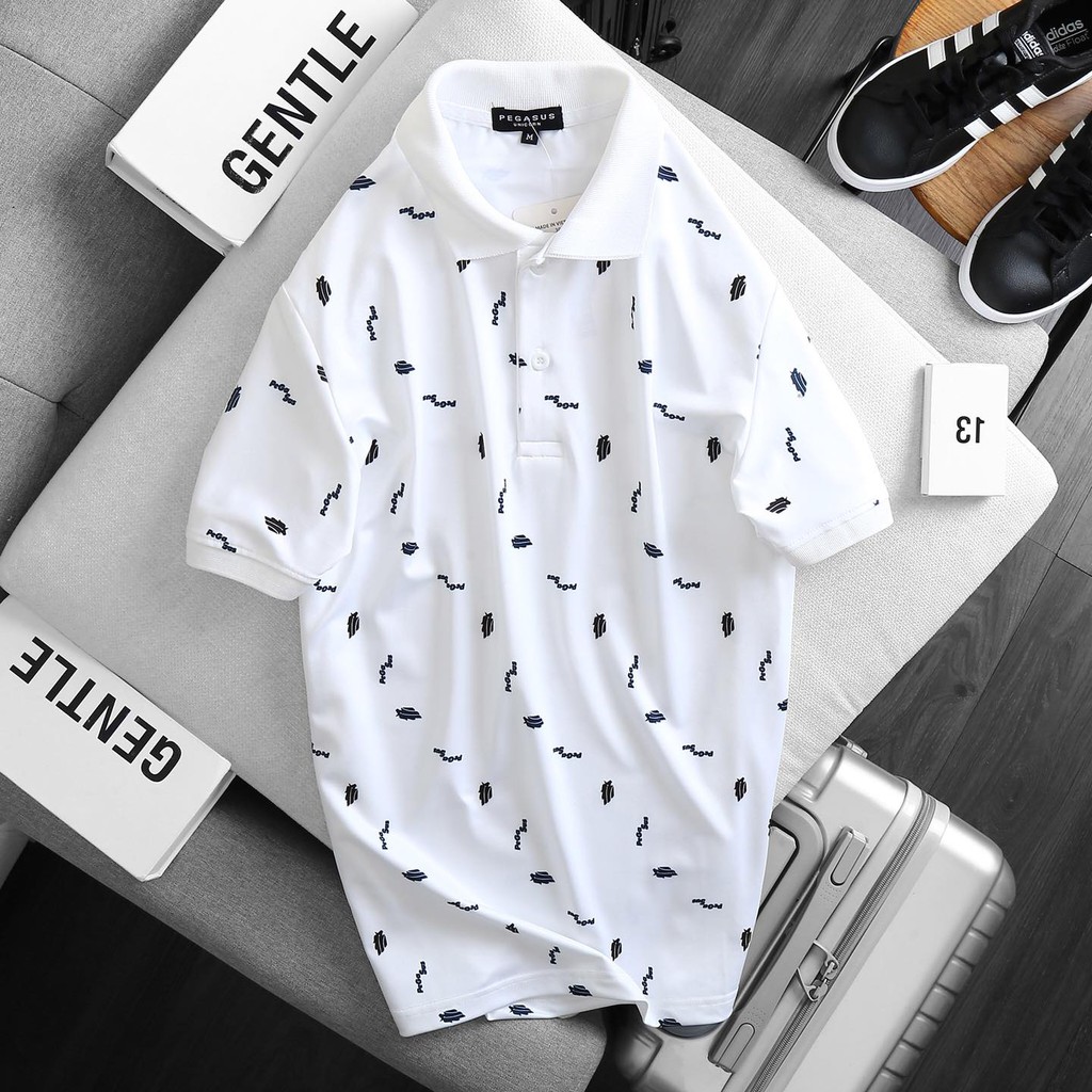 Áo polo nam họa tiết PEGASUS201 2M - Áo thun nam trung niên chất liệu cotton lạnh cực đẹp, form suông thoải mái