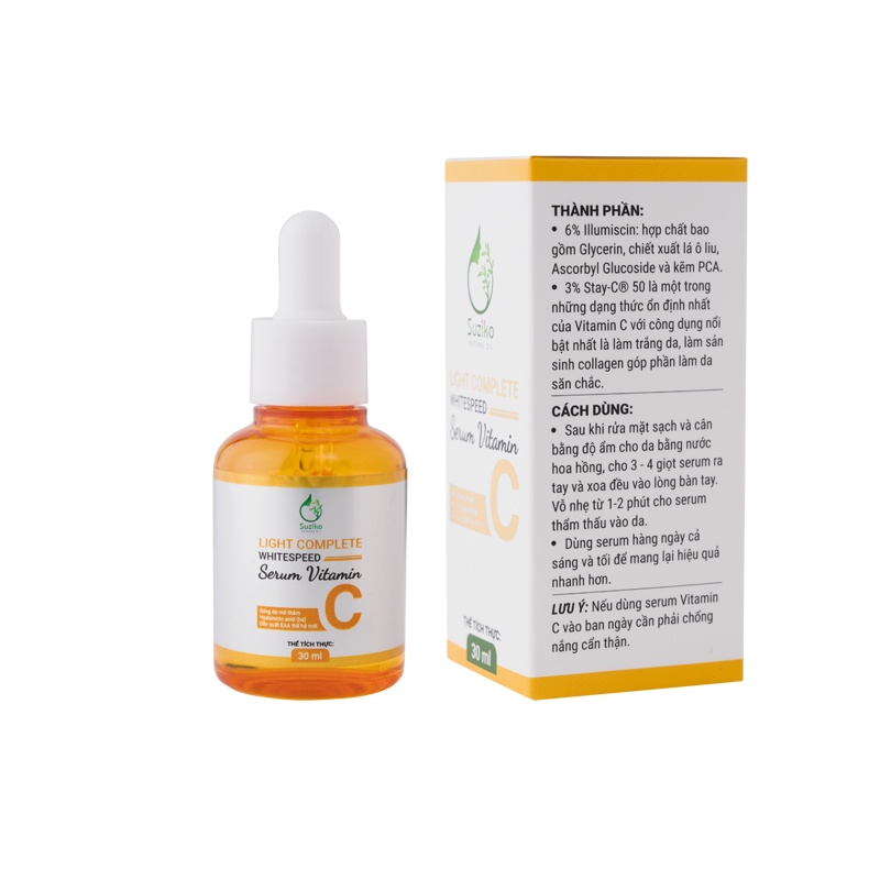 Serum Vitamin C sáng da mờ thâm SUZIKO siêu cấp ẩm giảm nếp nhăn 30ml