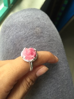 Mặt Hoa Mẫu Đơn đá Ruby bọc bạc ta nguyên chất