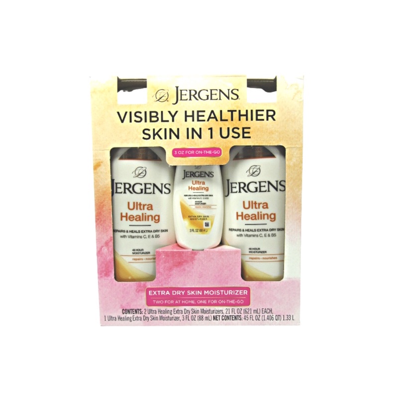 Sữa Dưỡng Thể JERGENS Cho Da Khô ULTRA HEALING 621ML Và Chai Nhỏ Minisize 88ML