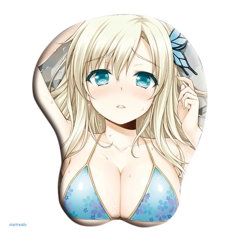🔥【startreally】 New Creative Cartoon Anime 3D Sexy Chest Silicone Mouse Pad Wrist Rest Support