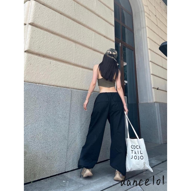Quần Túi Hộp Lưng Thun Ống Rộng Nhảy Múa Đường Phố Cá Tính 1O1-Y2K