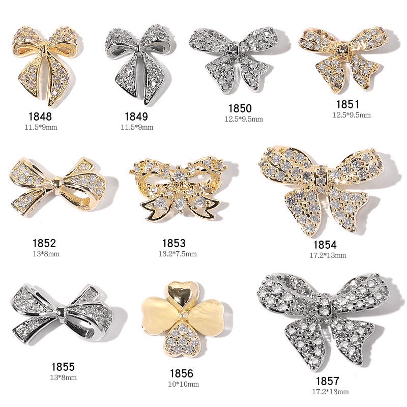 Charm nail, Charm nơ đính đá hàng cao cấp trang trí móng tay nghệ thuật, phụ kiện nail