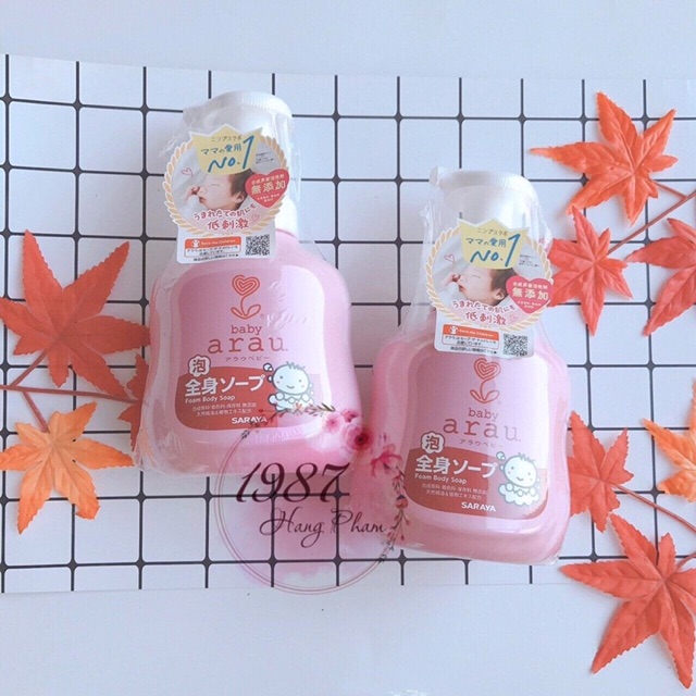 [Hàng Nhật, có bill, nội địa] Sữa tắm gội trẻ em Arau Baby Foam Body Soap 450ml
