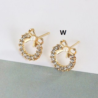 Đôi Khuyên Tai Hình Nơ Đính Kim Cương Giả Thời Trang Cho Nữ