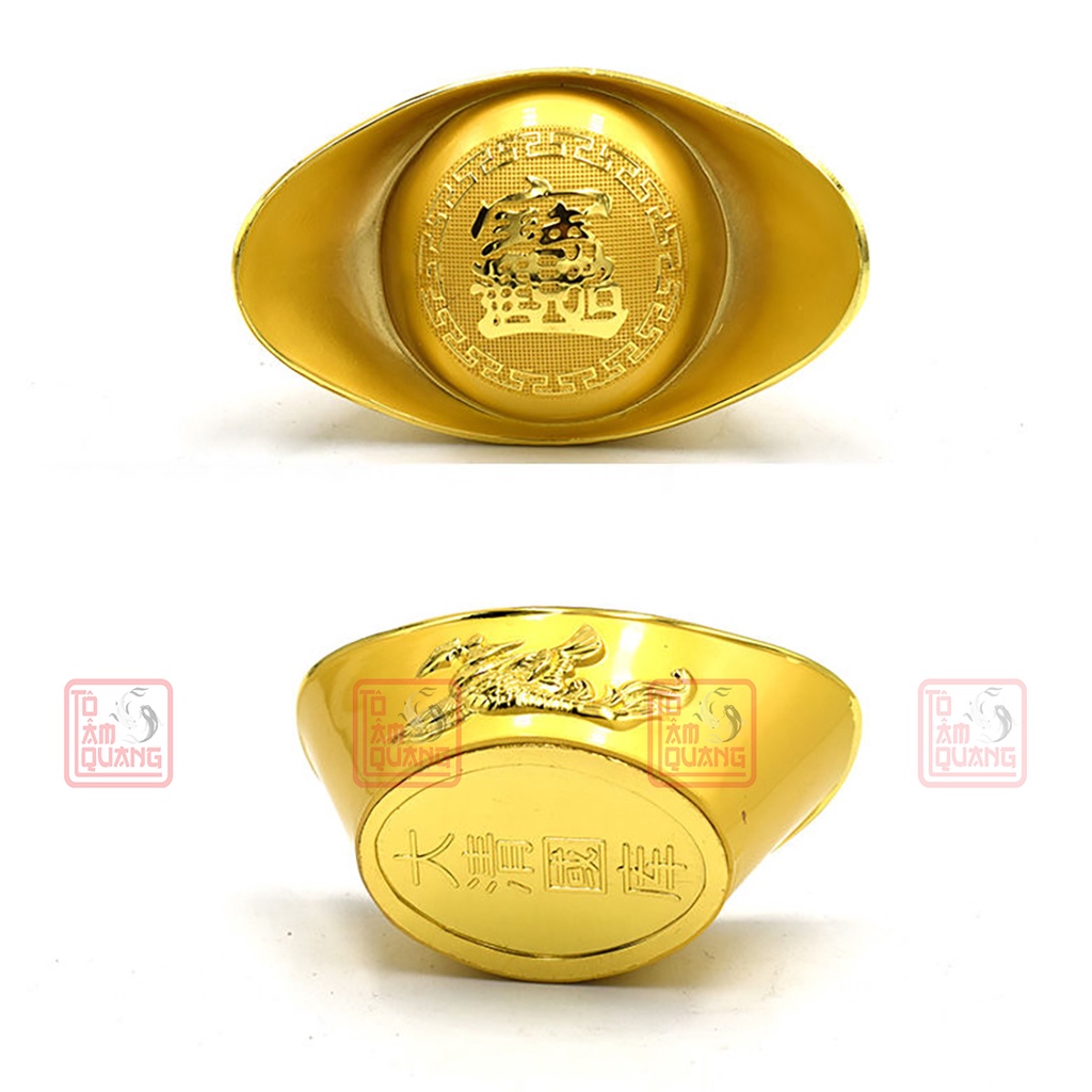 Đồ thờ cúng thỏi vàng Thần Tài khắc rồng phượng bằng đồng mạ vàng cao cấp  tài lộc - may mắn - giàu có- TÔ TÂM QUÀNG