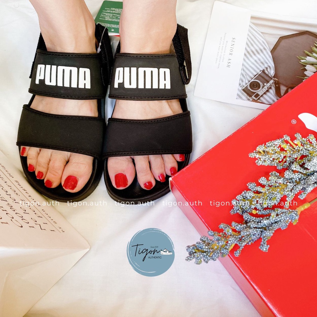 Dép Sandal PUMA Quai Ngang Siêu Êm Nhẹ Màu Đen - Giày Sandal Puma Leadcat YLM Lite  Tigon.auth