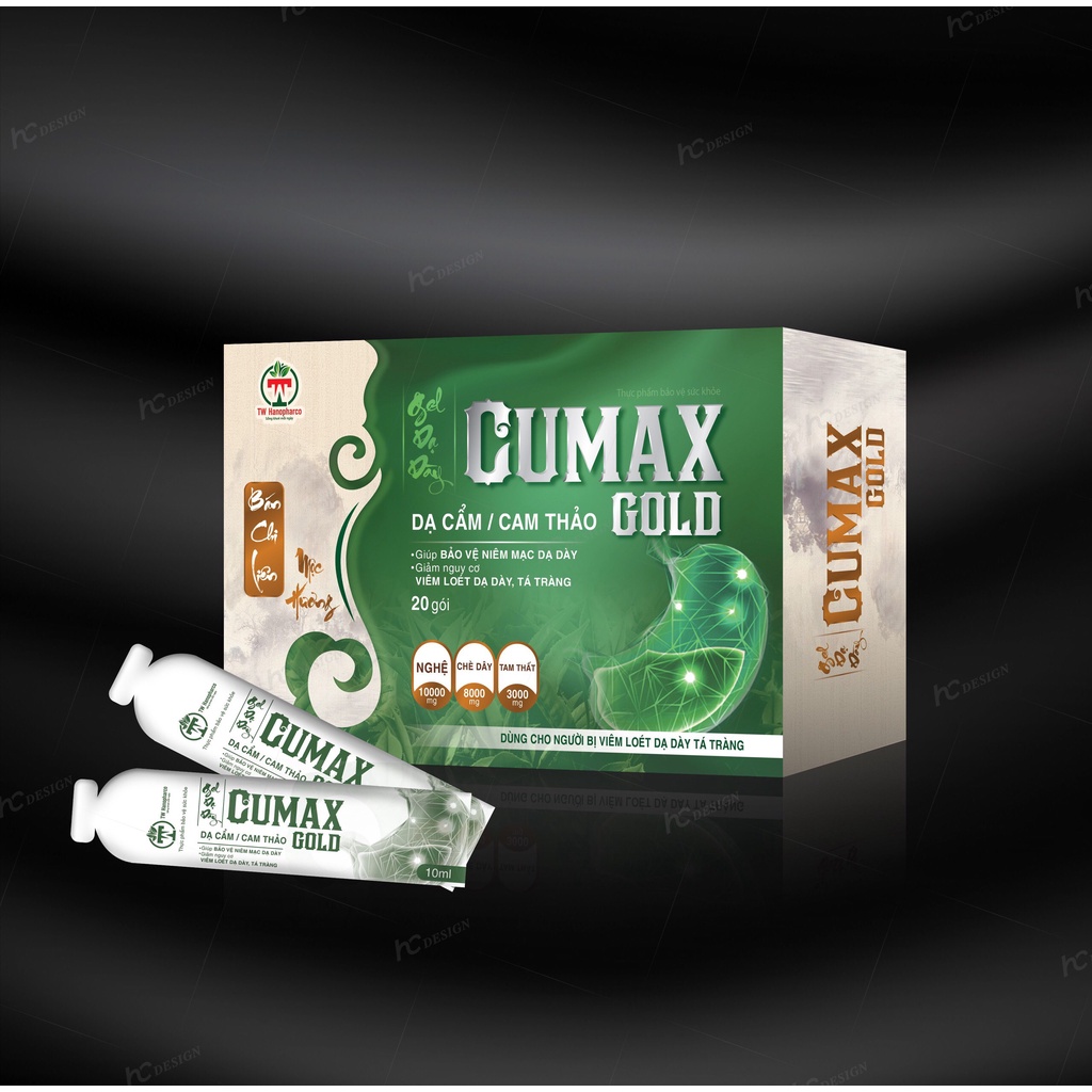 Dạ dày-Gel dạ dày CUMAX GOLD, trung hòa acid, giảm acid dịch vị, tạo lớp màng nhầy bảo vệ niêm mạc dạ dày, tá tràng