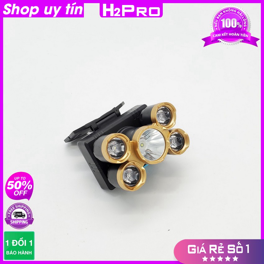 [RẺ VÔ ĐỊCH] Đèn pin đội đầu 5 bóng siêu sáng H2PRO, đèn đội đầu siêu sáng giá rẻ