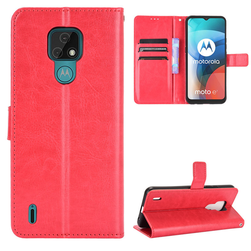 Bao Da Điện Thoại Nắp Lật Kèm Ngăn Đựng Thẻ Và Giá Đỡ Cho Motorola Moto E7