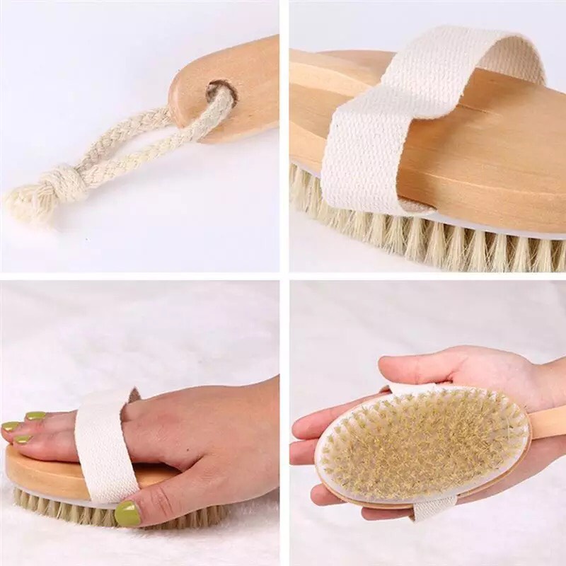 Bàn Chải Khô Cán Gỗ Tháo Rời Tẩy Da Chết, Massage Cơ Thể Giúp Lưu Thông Máu - Làm Giảm Căng Thẳng