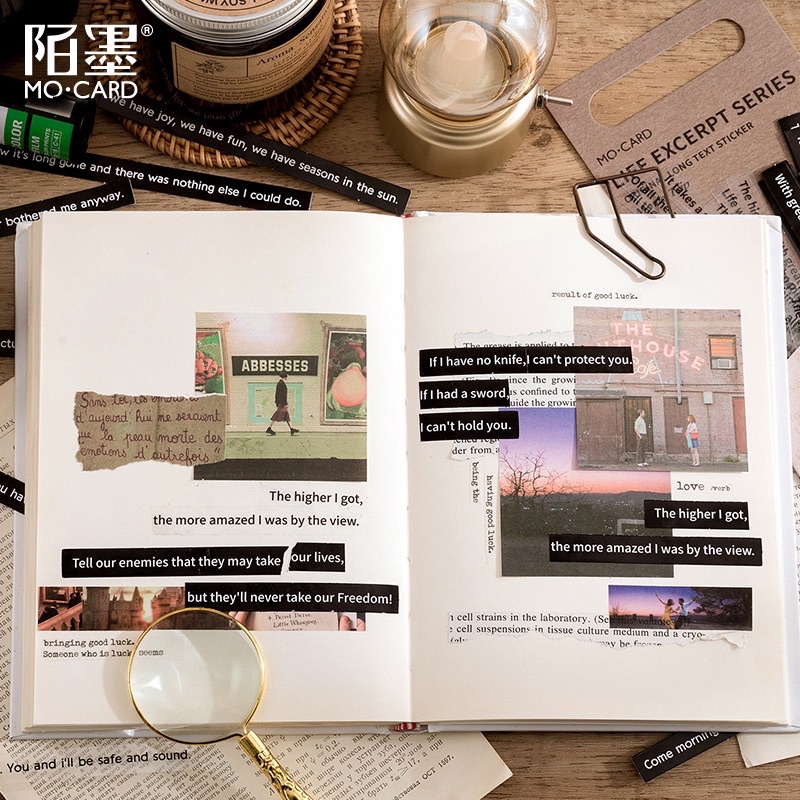 Sticker cute/Set 40 hình dán câu Quote Tiếng Anh dễ thương trang trí sổ planner bullet journal Hàn Quốc Tẻn Tẻn