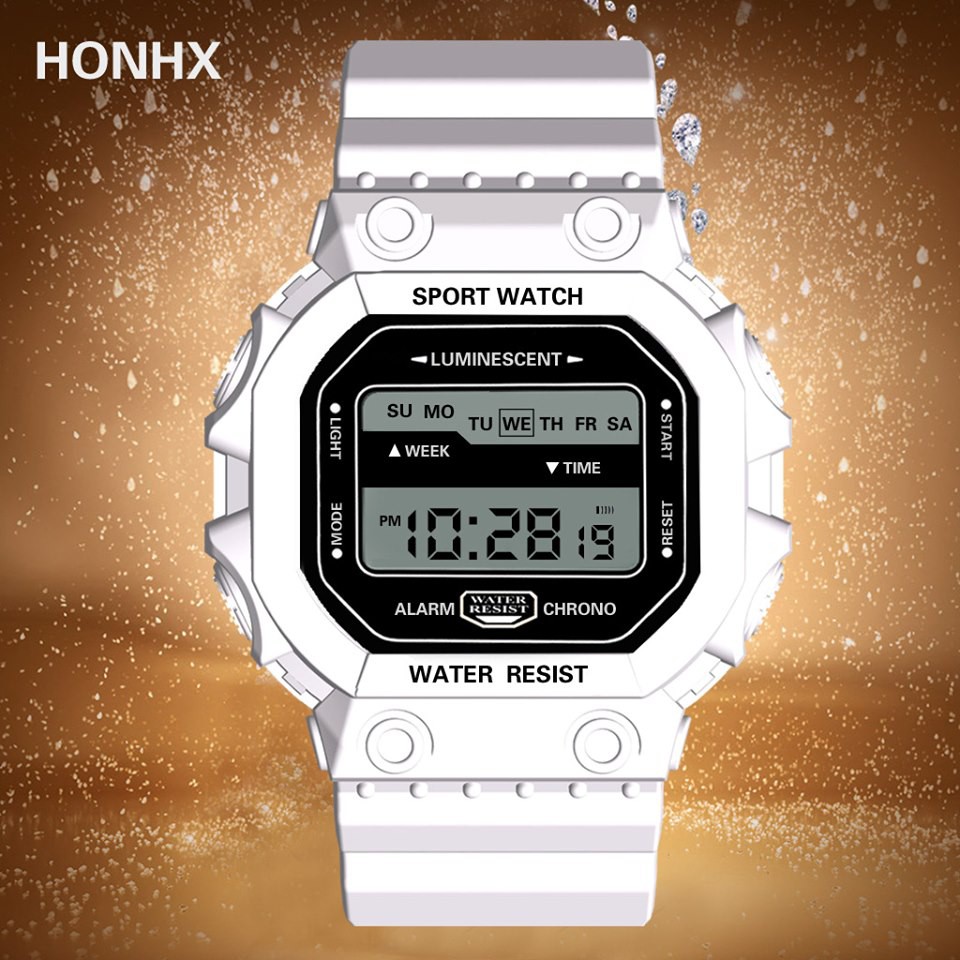 Đồng hồ unisex Honhx HONHX02 mặt vuông hiện số dễ sử dụng,dây cao su cực bền | BigBuy360 - bigbuy360.vn