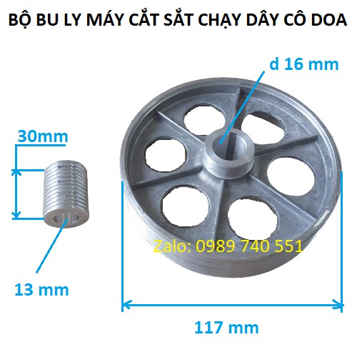 Bộ buly máy cắt sắt chạy dây cô doa