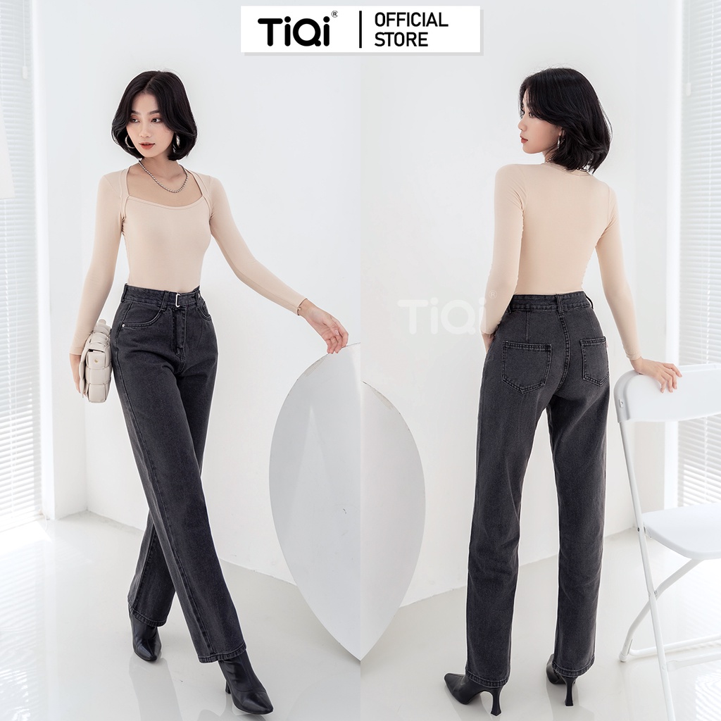 Quần jeans ống rộng nữ cạp cao street style TiQi Jeans B2-144