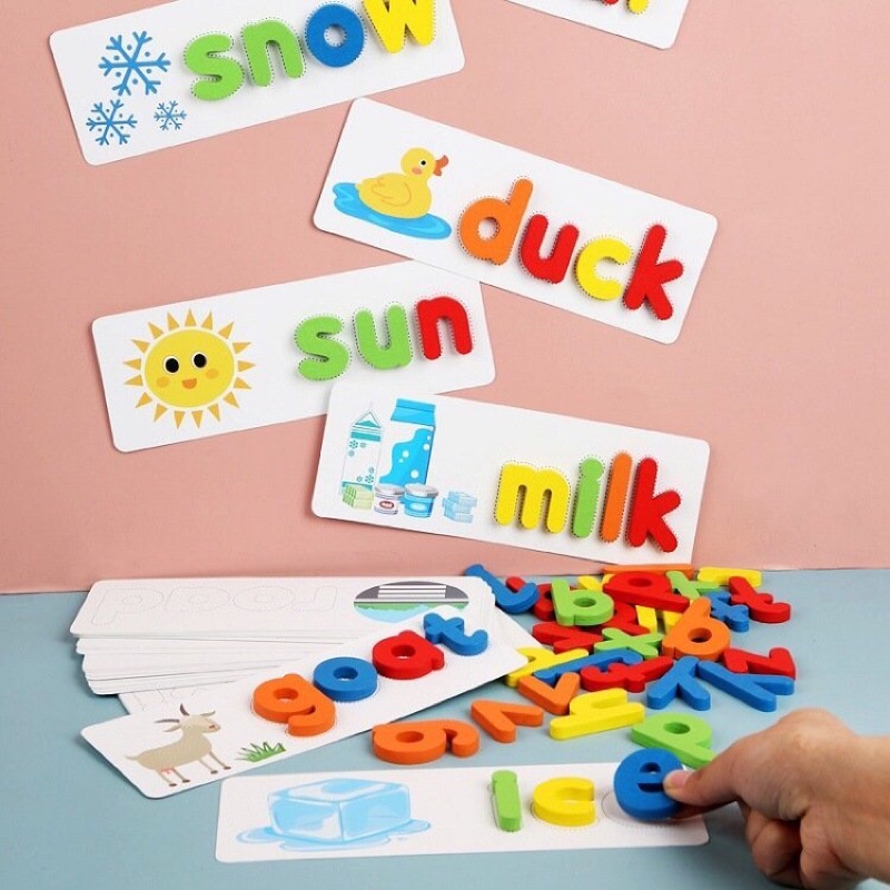 Spelling game -  Bộ đồ chơi tập đánh vần tiếng Anh bộ ghép chữ lớn 52 kí tự giúp bé phát triển ngôn ngữ