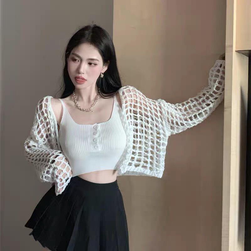 Set cardigan len lưới kèm áo bra siêu xinh