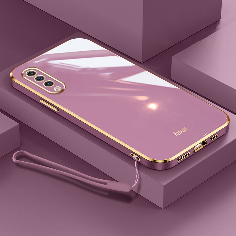 Ốp Điện Thoại Silicon Mạ Màu Kèm Dây Đeo Cho Samsung Galaxy A30S A50 A50S A03 A02 A30 A20 A10 M10