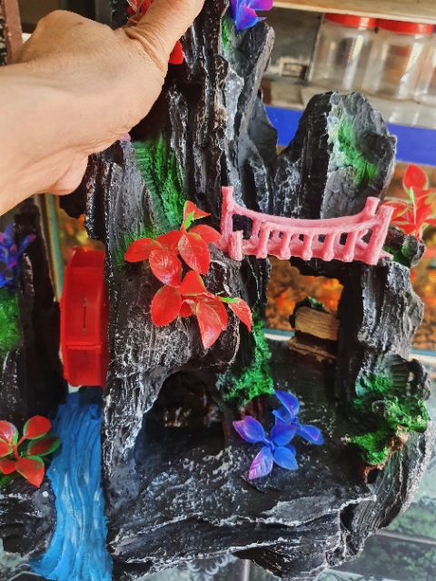 CẢNH NÚI CÓ BÁNH QUAY TRANG TRÍ HỒ CÁ NON BỘ 26x16x41cm