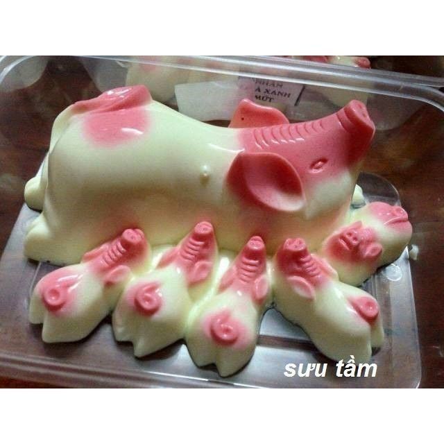 Khuôn trung thu gõ đàn heo 1 mẹ 5 con 300g vĩnh trường - việt nam làm thạch rau câu, bánh trung thu