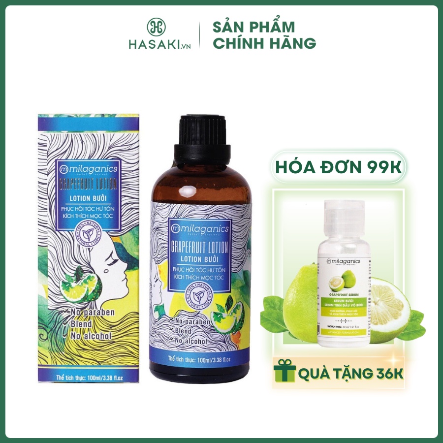Lotion Bưởi Milaganics Kích Thích Mọc & Ngừa Rụng Tóc 100ml - Hasaki - Hàng Chính Hãng