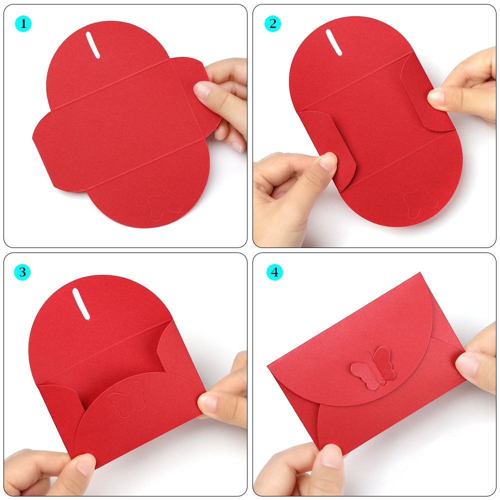 Bộ 5 Túi Phong Bì Bằng Giấy Nhiều Màu Sắc Họa Tiết Bướm Và Khóa Cài Sáng Tạo