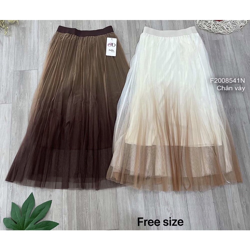 Chân Váy voan phối hai màu loang kiểu có lót gấp ly TT2008