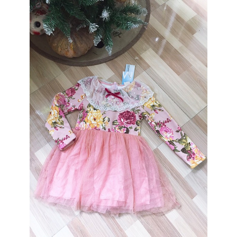 Nini_kids: SALE váy nỉ lót lông pha ren ấm dày dặn, thời trang cho bé gái