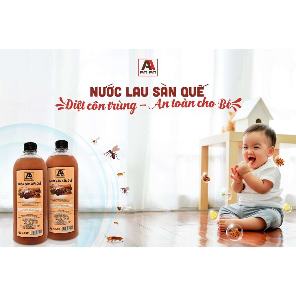 Nước Lau Sàn Organic Hương Quế | Xua Đuổi Côn Trùng | An Toàn Cho Da | Nhà Luôn Thơm Ngát An An