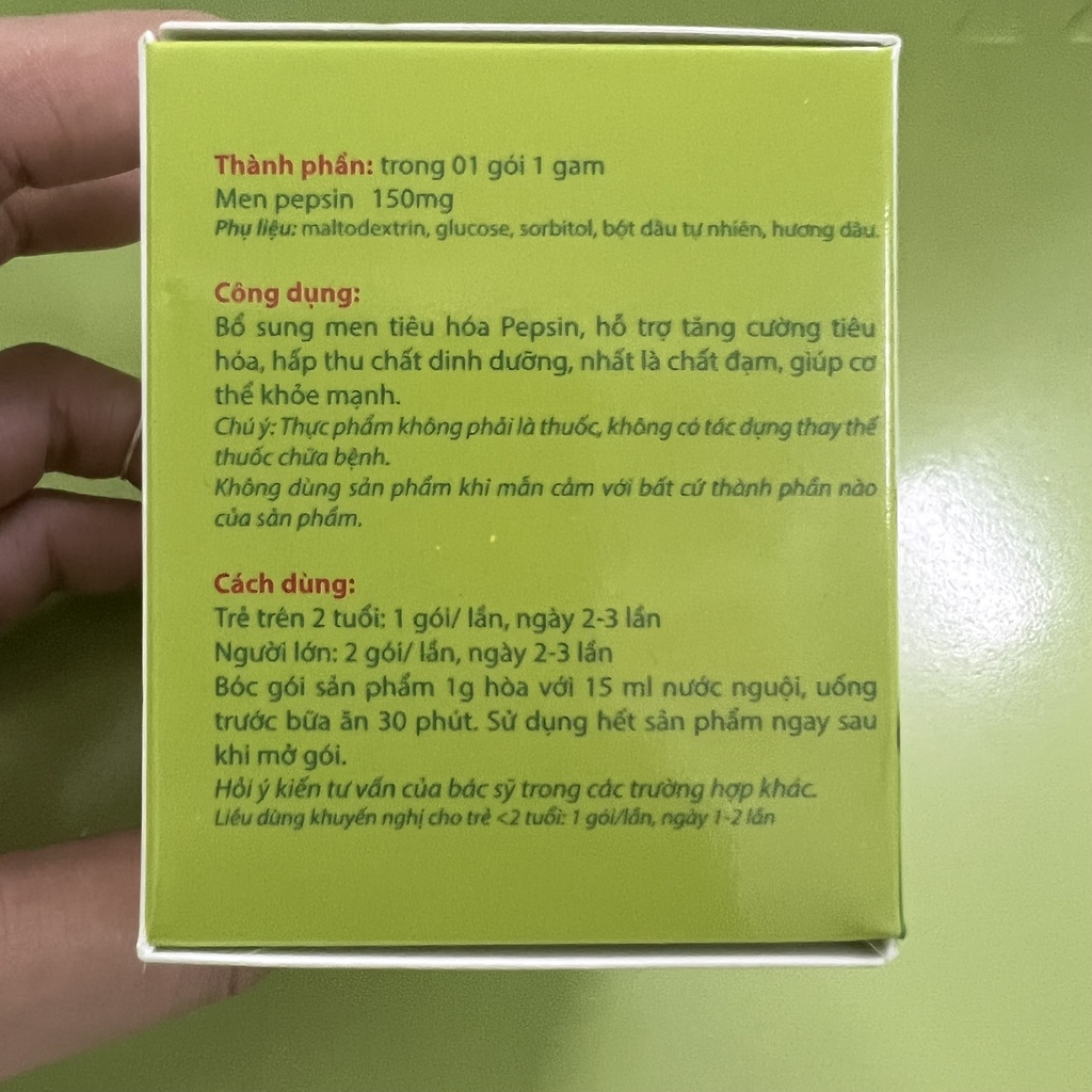 MEN TIÊU HOÁ PEPSIN 150 CỦA VIỆN DINH DƯỠNG NINFOOD DẠNG BỘT VỊ DÂU DỄ UỐNG GIẢM ĐẦY BỤNG KHÓ TIÊU