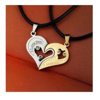 Cặp Đôi Vòng Cổ Trái Tim Mặt Dây Chuyền Dây Đen